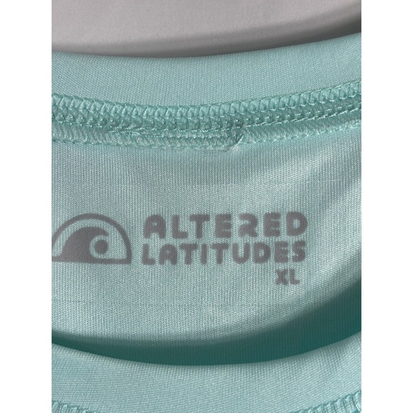 Altered Latitudes Womens XL Aqua Ice Cream Palm Tree Graphic Long Sleeve Shirt - Picture 4 of 7